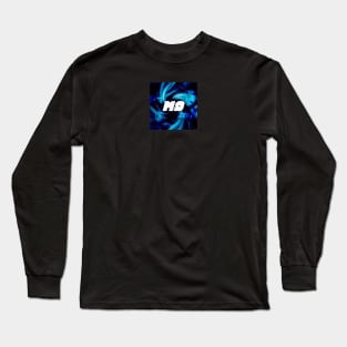 M9 Block Logo with Blue Swirl Background Long Sleeve T-Shirt
